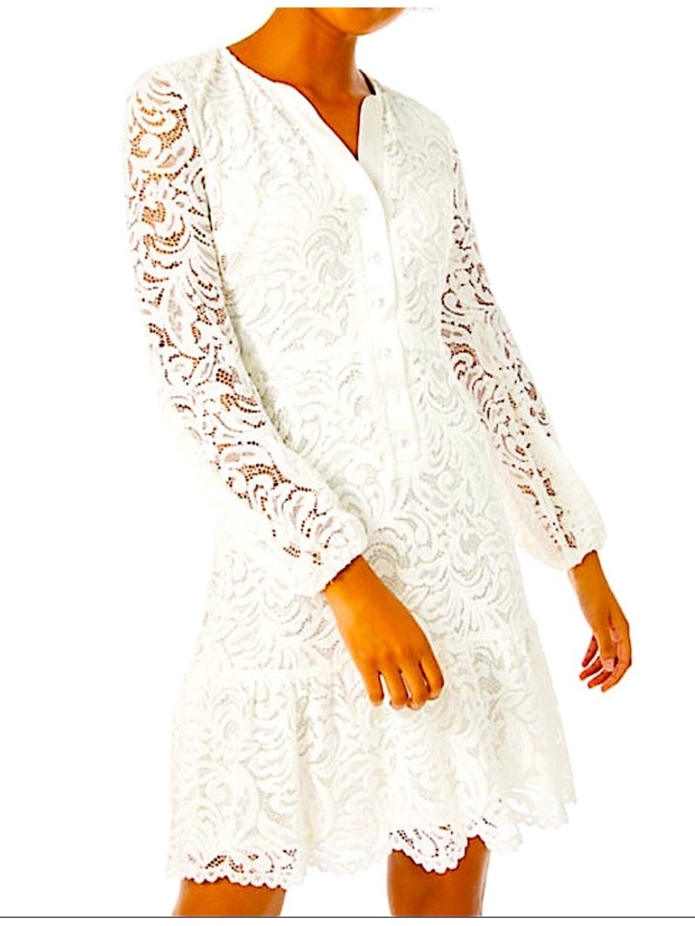 NWT Lilly Pulitzer Cerise Lace Dress Resort White Long Sleeve Bridal Size 6